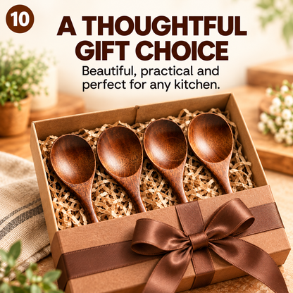 Japanese-style long-handled wooden spoon made of nanmu wood – ideal for rice, ramen, and desserts