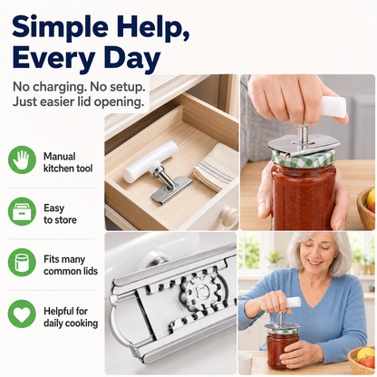 Adjustable Grip Jar & Bottle Opener for Seniors with Arthritis (Fits 1-4 Inch)