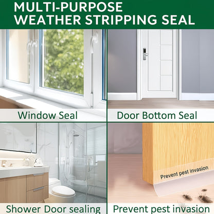 Self-Adhesive Clear Silicone Seal Strip, Flexible Door Window Weather Stripping, Windproof Waterproof Door Bottom Gap Sealer for Bathroom, Shower, Glass Doors & Windows