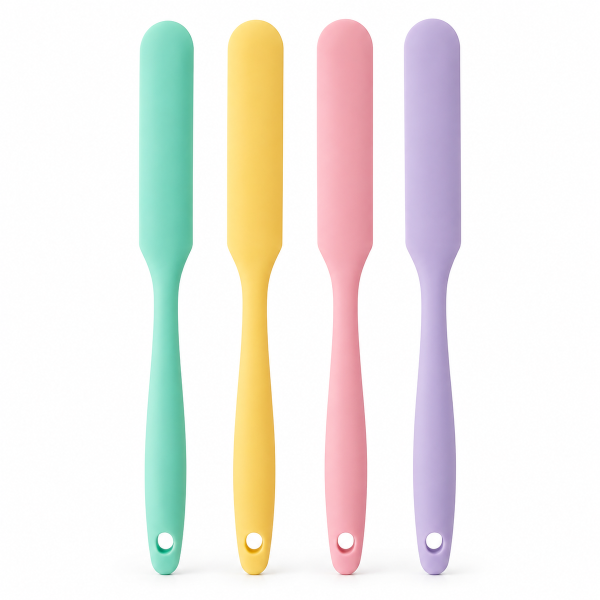 4-Piece Slim Silicone Jar Spatula Set – Long Handle Deep Reach Scrapers for Jars, Bottles & Containers