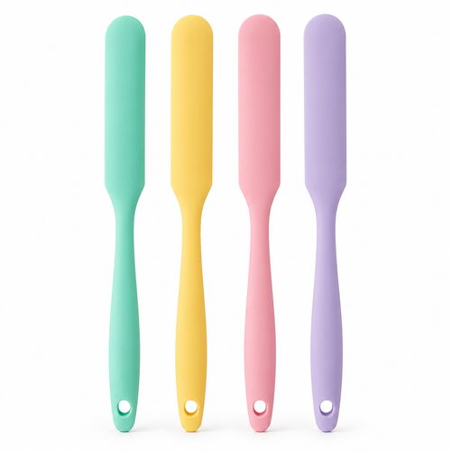 4-Piece Slim Silicone Jar Spatula Set – Long Handle Deep Reach Scrapers for Jars, Bottles & Containers