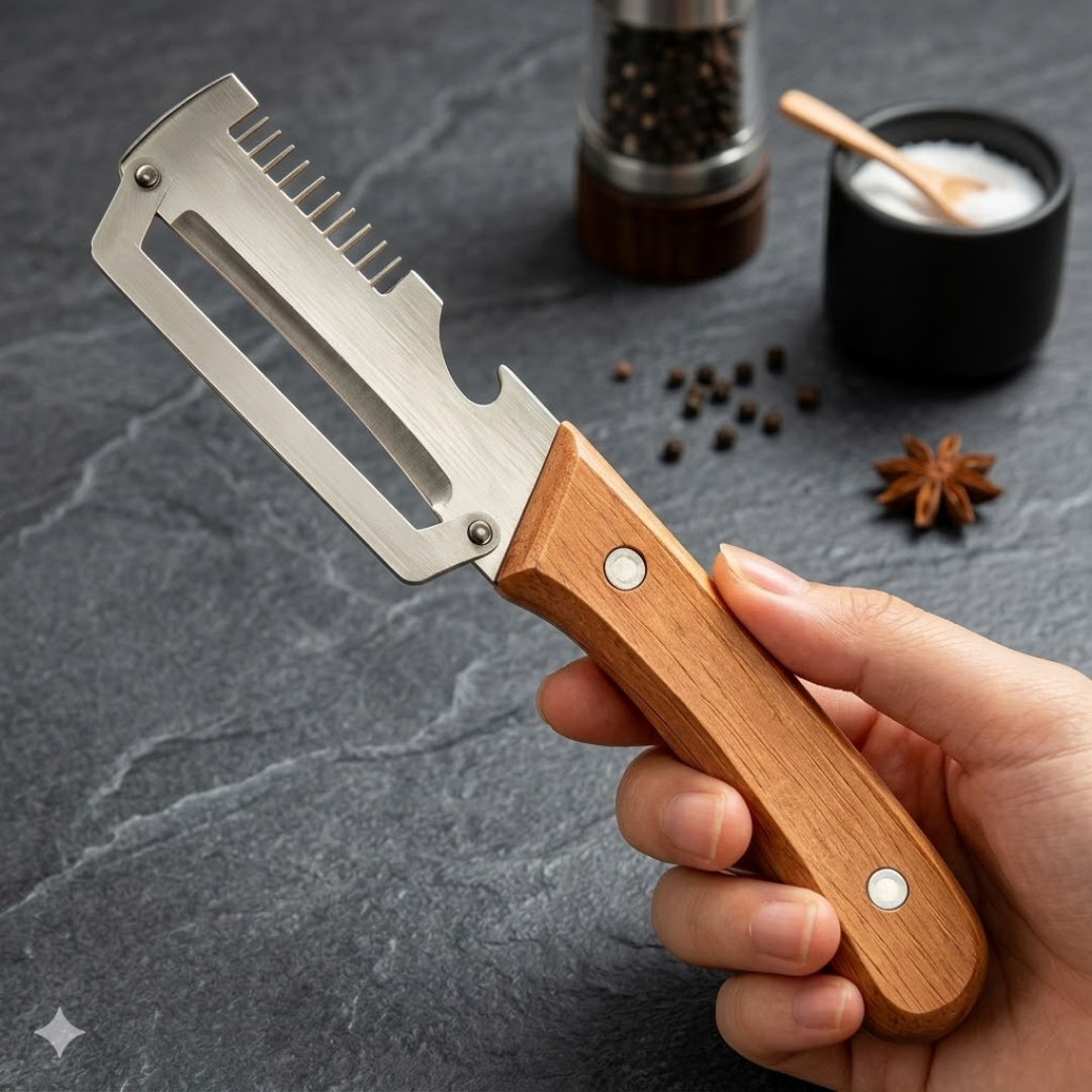(𝙎𝙥𝙚𝙘𝙞𝙖𝙡 𝙋𝙧𝙤𝙢𝙤𝙩𝙞𝙤𝙣💖)2-in-1 Stainless Steel Vegetable Peeler with Wooden Handle & Bottle Opener