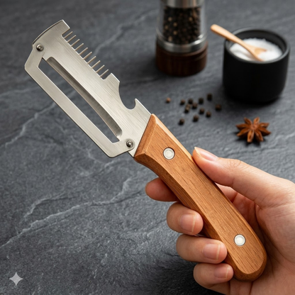 (𝙎𝙥𝙚𝙘𝙞𝙖𝙡 𝙋𝙧𝙤𝙢𝙤𝙩𝙞𝙤𝙣💖)2-in-1 Stainless Steel Vegetable Peeler with Wooden Handle & Bottle Opener
