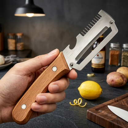 (𝙎𝙥𝙚𝙘𝙞𝙖𝙡 𝙋𝙧𝙤𝙢𝙤𝙩𝙞𝙤𝙣💖)2-in-1 Stainless Steel Vegetable Peeler with Wooden Handle & Bottle Opener