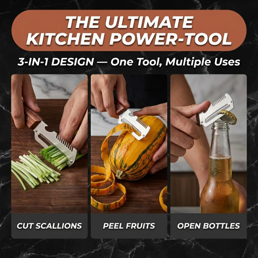 (𝙎𝙥𝙚𝙘𝙞𝙖𝙡 𝙋𝙧𝙤𝙢𝙤𝙩𝙞𝙤𝙣💖)2-in-1 Stainless Steel Vegetable Peeler with Wooden Handle & Bottle Opener
