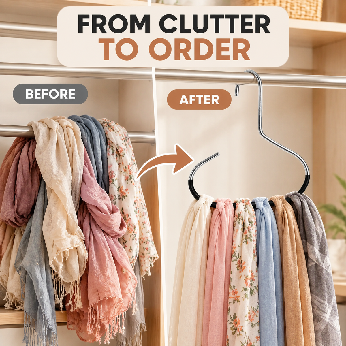 S-Shaped Hat & Scarf Hangers – Space-Saving Closet Organizer Hooks for Caps, Scarves & Accessories