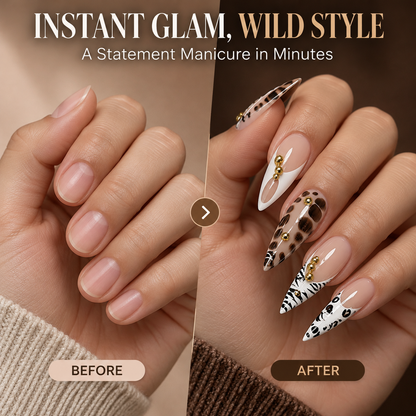 Trendy Western-style, Instagram-inspired long, almond-shaped nails with rounded tips