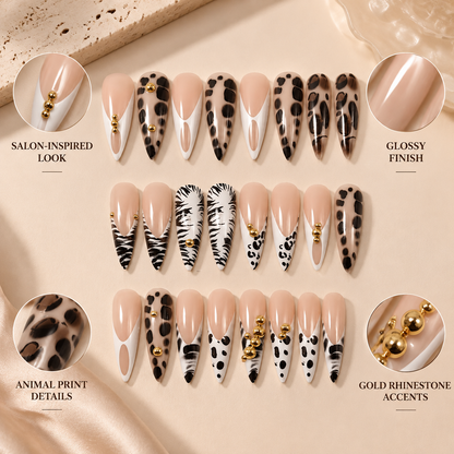 Trendy Western-style, Instagram-inspired long, almond-shaped nails with rounded tips