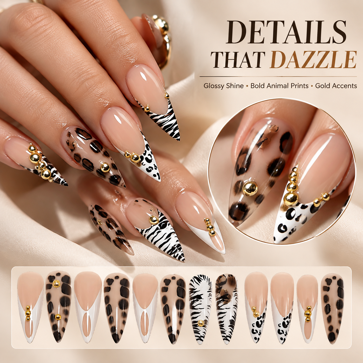 Trendy Western-style, Instagram-inspired long, almond-shaped nails with rounded tips