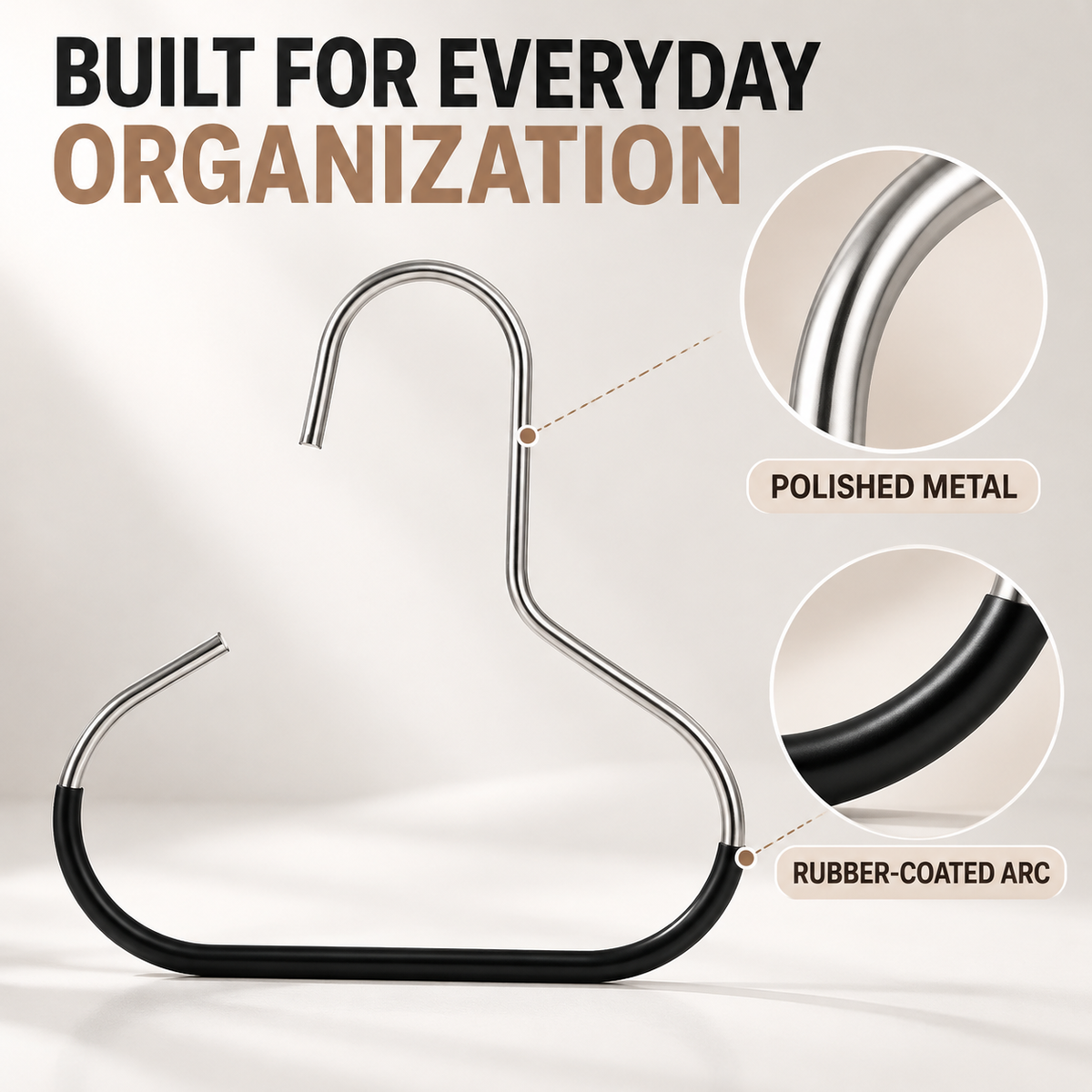 S-Shaped Hat & Scarf Hangers – Space-Saving Closet Organizer Hooks for Caps, Scarves & Accessories