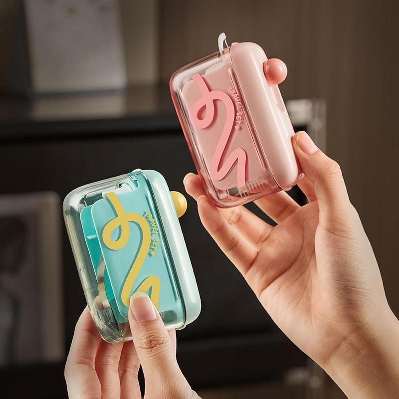 ✨Travel-sized storage case - features an automatic pop-up dispenser, portable and refillable, perfect for oral care at home, in restaurants, and while traveling.
