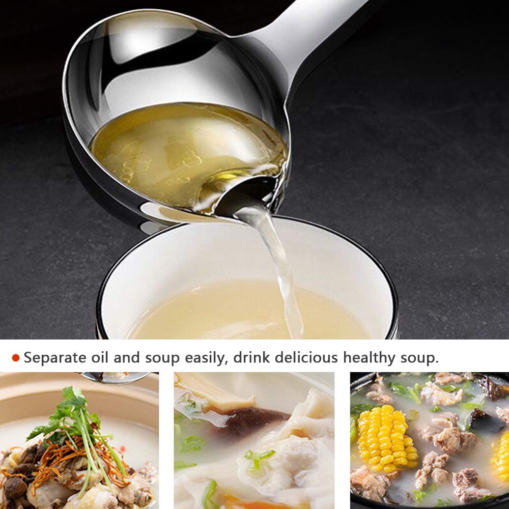 Stainless Steel Fat Separator Skimmer Soup Ladle for Kitchen Cooking