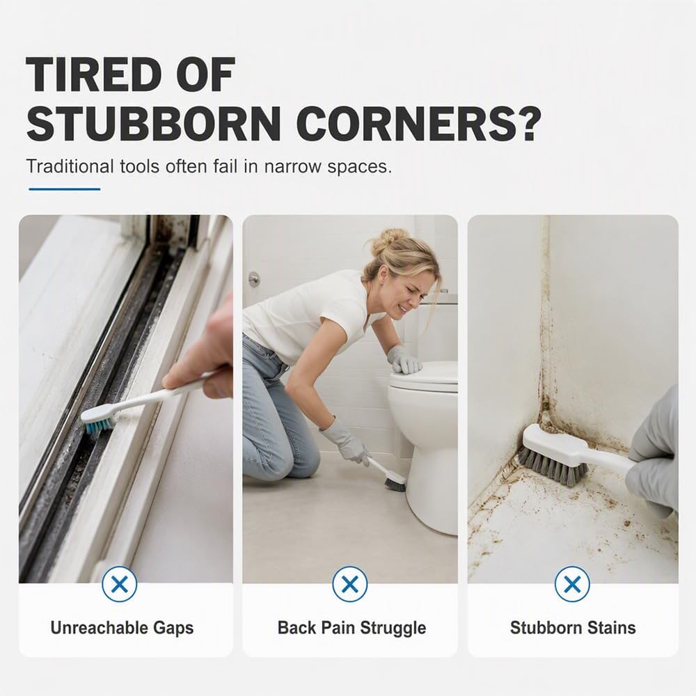 Extendable Bathroom Floor Scrub Brush – Long-Handled Gap & Crevice Cleaner for Thorough, No-Dead-Angle Household Toilet and Bathroom Cleaning