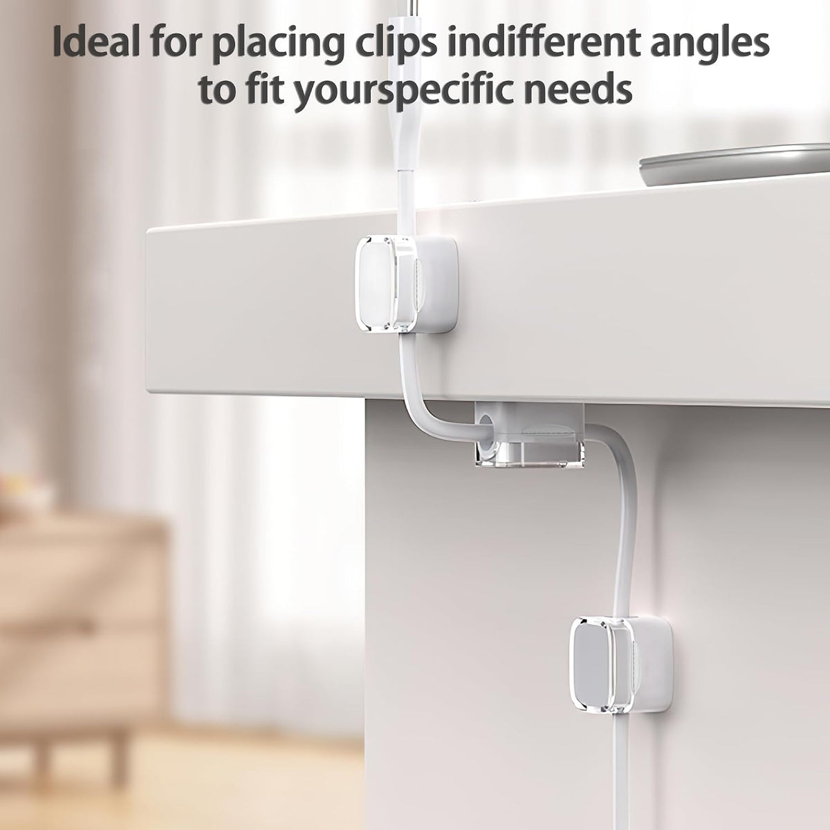 3 Pack Magnetic Cord Organizer & Cable Clips - Adjustable Under Desk Cable Management, Adhesive Wire Holder for Home, Office, Phone, Car, Wall, and Nightstand (Color Mixed)
