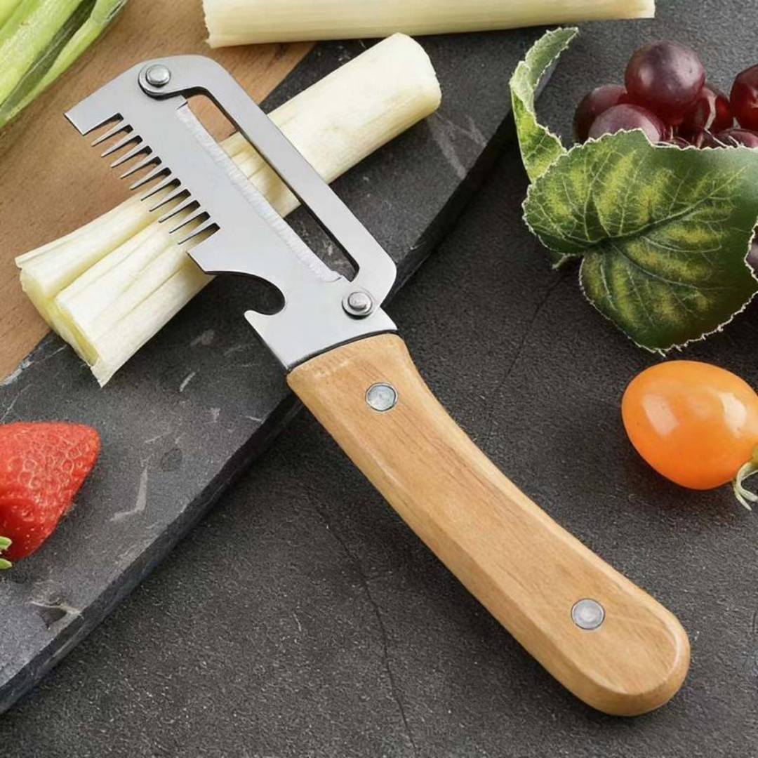 (𝙎𝙥𝙚𝙘𝙞𝙖𝙡 𝙋𝙧𝙤𝙢𝙤𝙩𝙞𝙤𝙣💖)2-in-1 Stainless Steel Vegetable Peeler with Wooden Handle & Bottle Opener