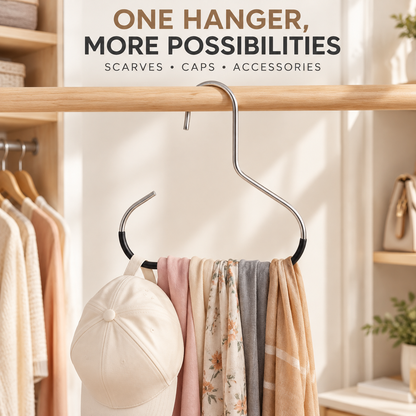 S-Shaped Hat & Scarf Hangers – Space-Saving Closet Organizer Hooks for Caps, Scarves & Accessories
