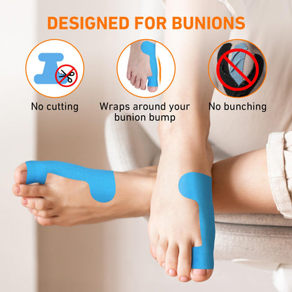 Kinesiology Tape for Hallux Valgus (Bunions) – Wearable Under Shoes, Provides Correction and Support