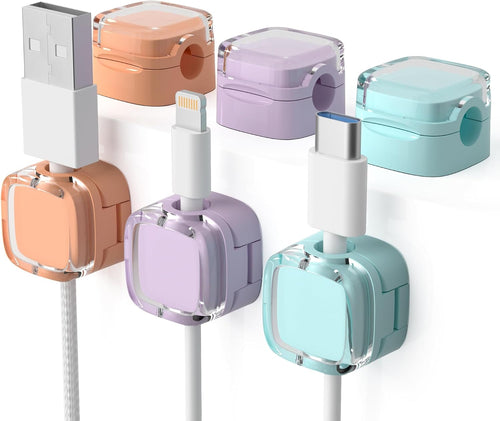 3 Pack Magnetic Cord Organizer & Cable Clips - Adjustable Under Desk Cable Management, Adhesive Wire Holder for Home, Office, Phone, Car, Wall, and Nightstand (Color Mixed)