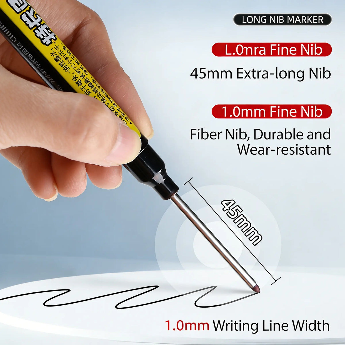 45mm Long-Tip Permanent Marker – Refillable, Waterproof, Oil-Based Marking Pen for Construction, Carpentry, and Glass/Surface Marking -Z