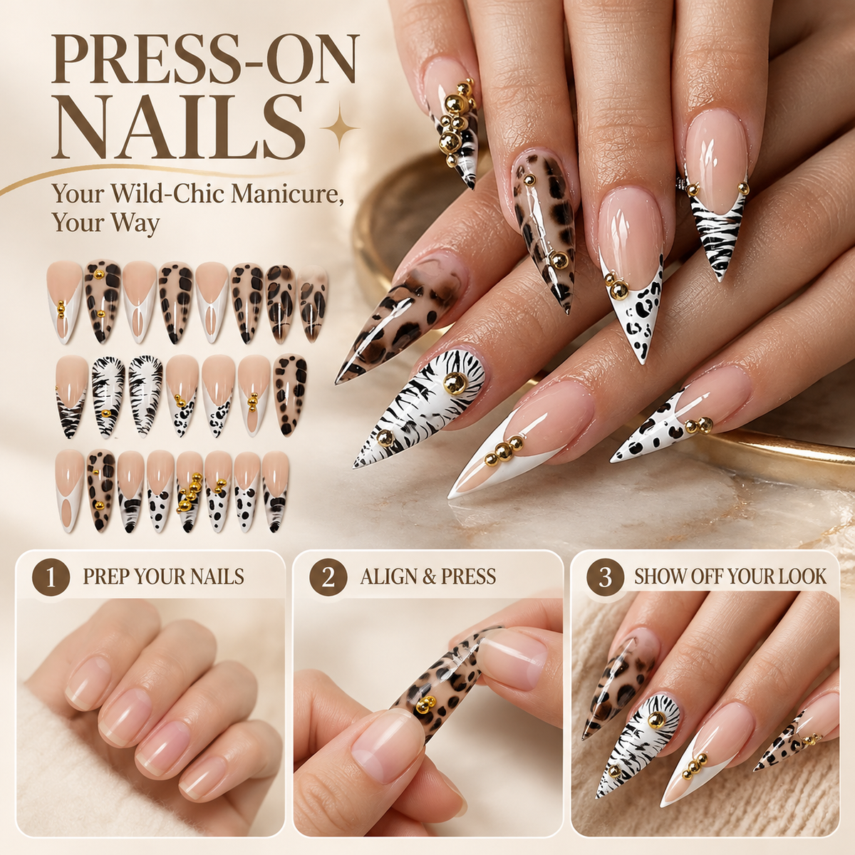 Trendy Western-style, Instagram-inspired long, almond-shaped nails with rounded tips