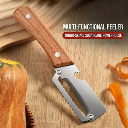 (𝙎𝙥𝙚𝙘𝙞𝙖𝙡 𝙋𝙧𝙤𝙢𝙤𝙩𝙞𝙤𝙣💖)2-in-1 Stainless Steel Vegetable Peeler with Wooden Handle & Bottle Opener