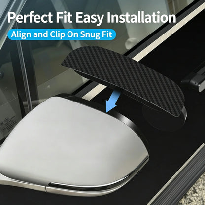 Car Rearview Mirror Rain Visor with Integrated Blind-Spot Mirror – Waterproof, Snap-On Rain Guard/Shield