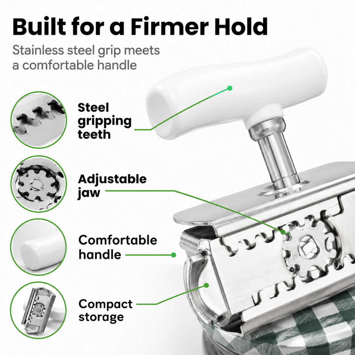 Adjustable Grip Jar & Bottle Opener for Seniors with Arthritis (Fits 1-4 Inch)