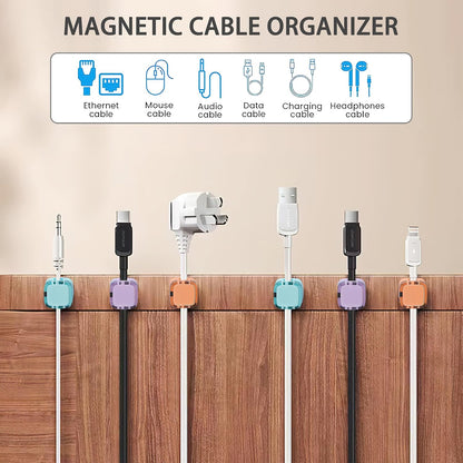 3 Pack Magnetic Cord Organizer & Cable Clips - Adjustable Under Desk Cable Management, Adhesive Wire Holder for Home, Office, Phone, Car, Wall, and Nightstand (Color Mixed)