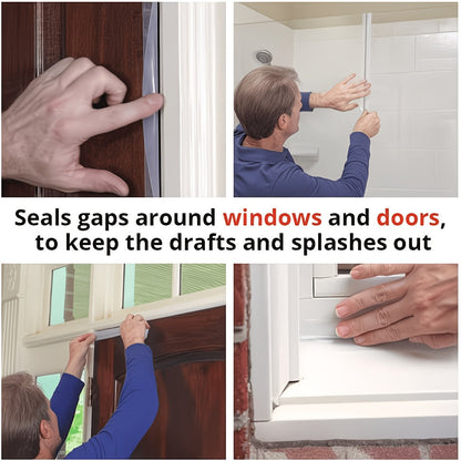 Self-Adhesive Clear Silicone Seal Strip, Flexible Door Window Weather Stripping, Windproof Waterproof Door Bottom Gap Sealer for Bathroom, Shower, Glass Doors & Windows