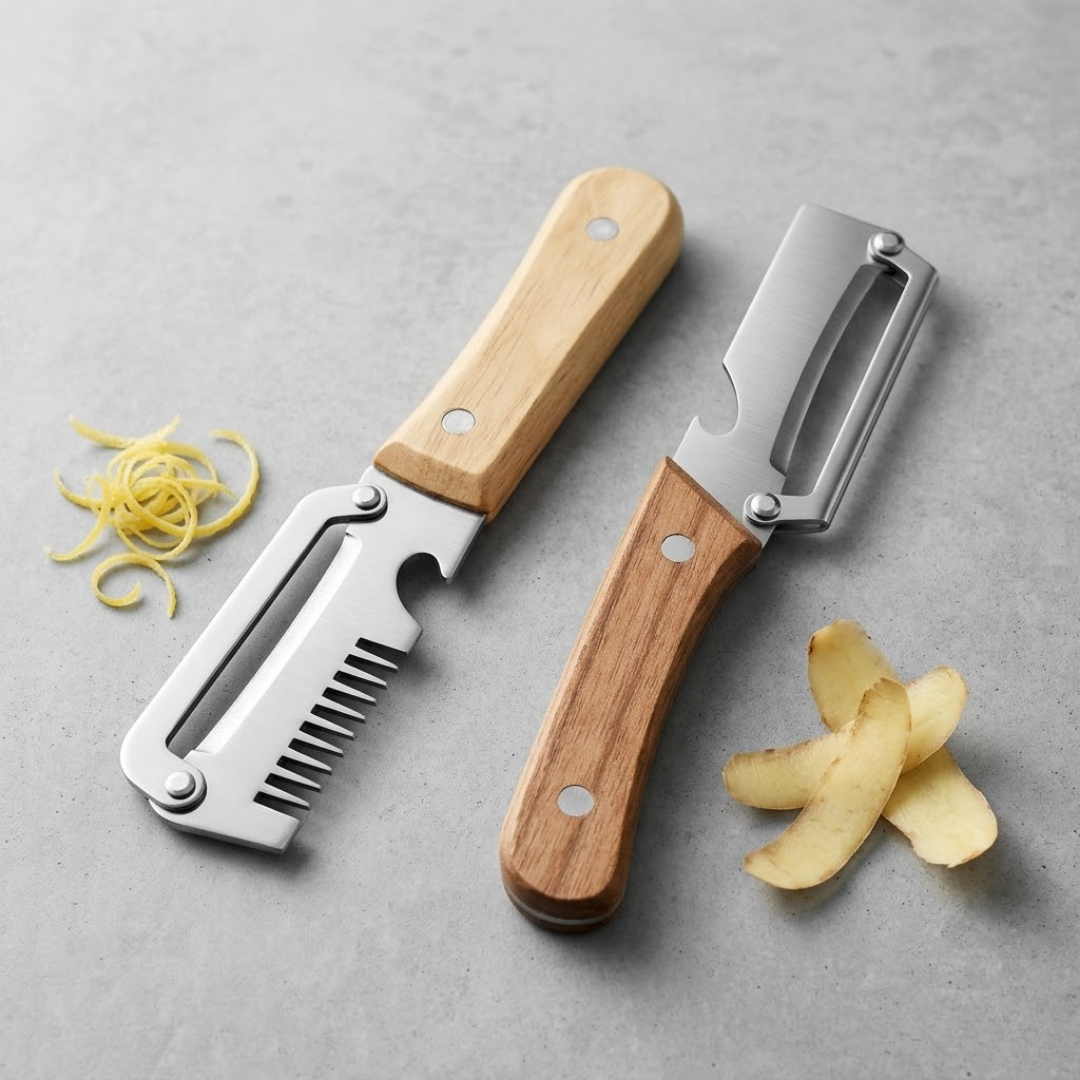 (𝙎𝙥𝙚𝙘𝙞𝙖𝙡 𝙋𝙧𝙤𝙢𝙤𝙩𝙞𝙤𝙣💖)2-in-1 Stainless Steel Vegetable Peeler with Wooden Handle & Bottle Opener