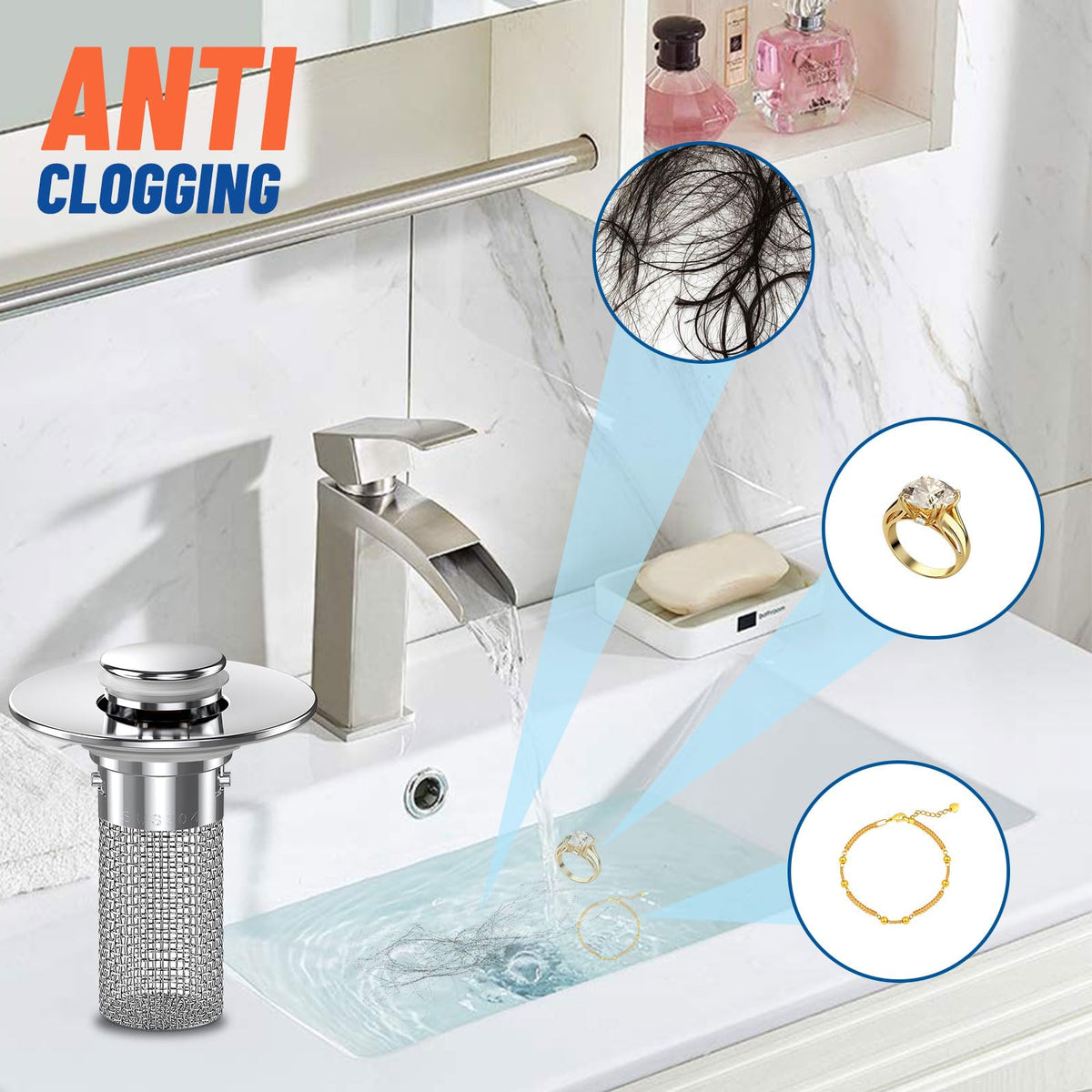 Sink Drain Strainer with Removable Stainless Steel Basket PRO-upsell