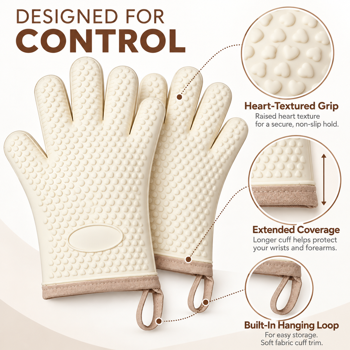 Thickened, heat-resistant, anti-slip silicone oven mitts for baking and microwave use—designed for kitchen and oven safety.