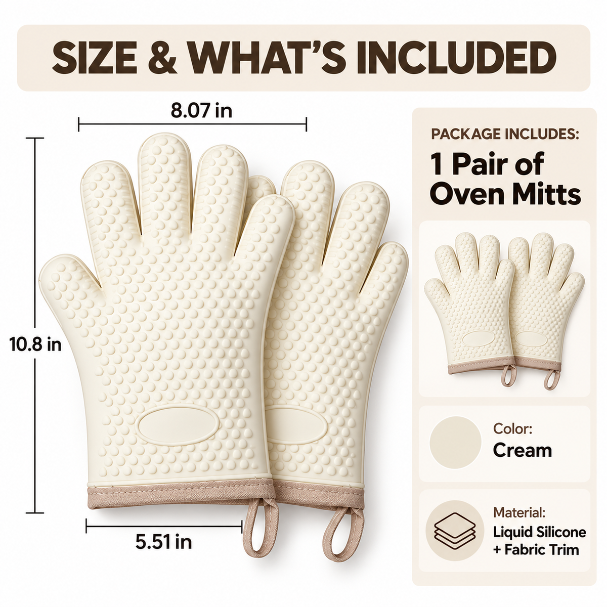 Thickened, heat-resistant, anti-slip silicone oven mitts for baking and microwave use—designed for kitchen and oven safety.
