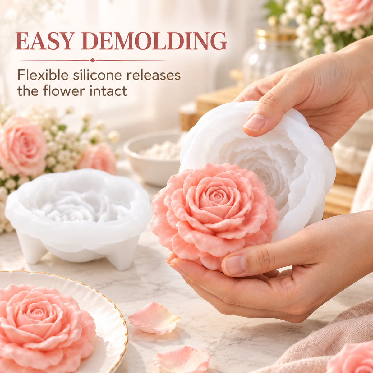 3D Rose Silicone Cake Mold – Flower-Shaped Dessert, Jelly & Chocolate Mould for Beautiful Homemade Treats