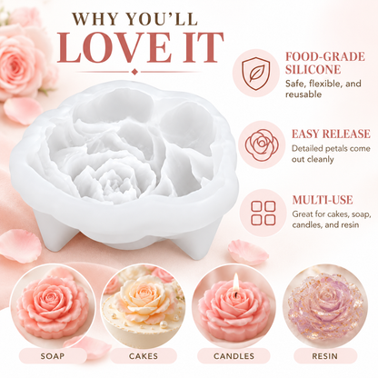 3D Rose Silicone Cake Mold – Flower-Shaped Dessert, Jelly & Chocolate Mould for Beautiful Homemade Treats