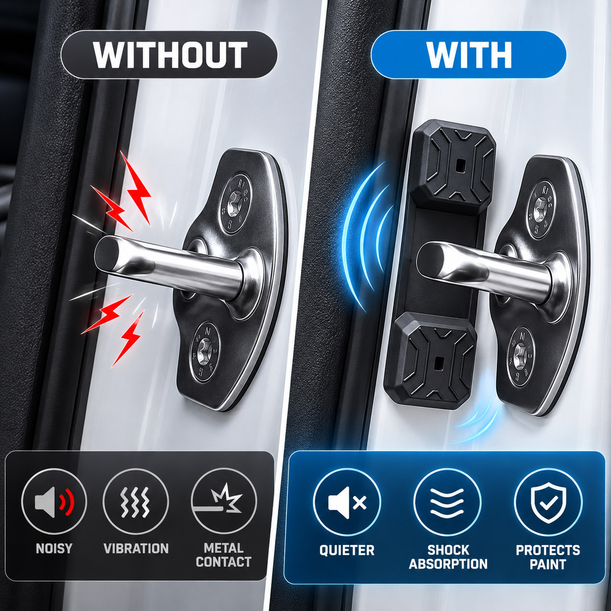 Magnetic Car Door Buffer Pads – Silicone Anti-Rattle Door Bumpers for Quieter Closing & Scratch Protection