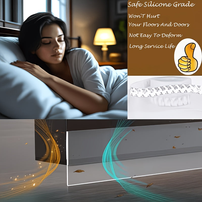 Self-Adhesive Clear Silicone Seal Strip, Flexible Door Window Weather Stripping, Windproof Waterproof Door Bottom Gap Sealer for Bathroom, Shower, Glass Doors & Windows
