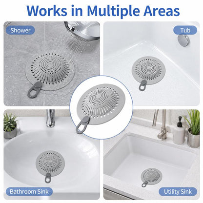 Silicone Shower Drain Hair Catcher with Easy Lift Handle