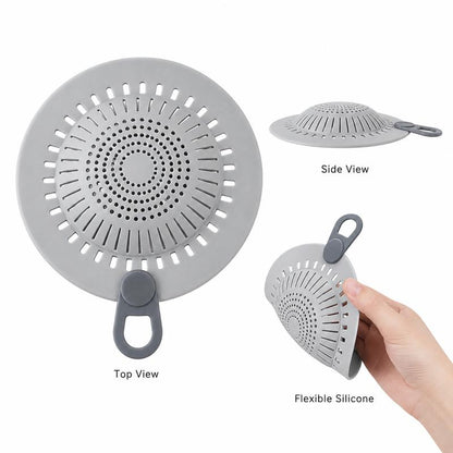 Silicone Shower Drain Hair Catcher with Easy Lift Handle