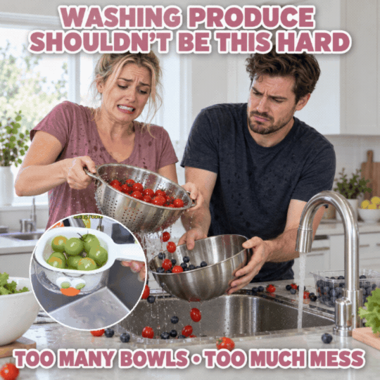 Cute Monster Double-Layer Drainer Basket | Effortless 2-in-1 Wash & Serving Bowl with Space-Saving Wall Mount