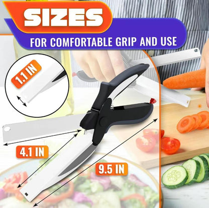 2-in-1 Clever Cutter: The Ultimate Kitchen Scissors with Built-in Cutting Board