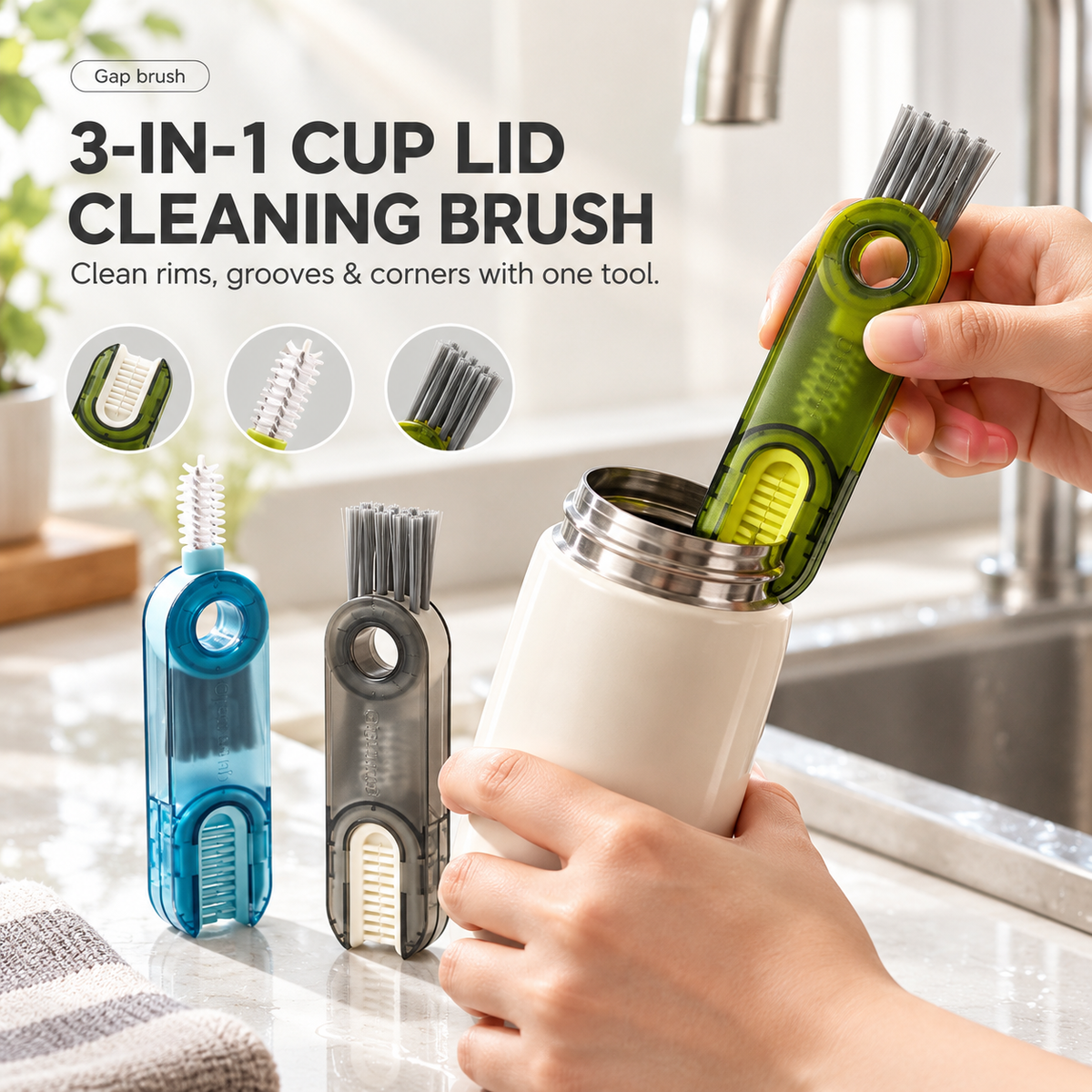 3-in-1 360° Bottle & Lid Cleaning Brush – Deep Clean Gaps, Grooves & Hard-to-Reach Corners-Z