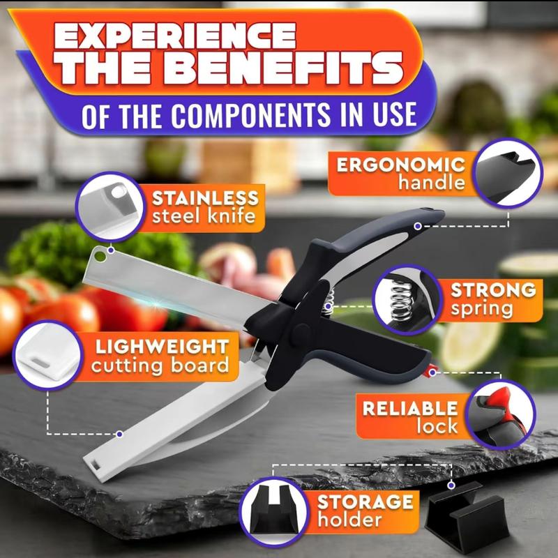 2-in-1 Clever Cutter: The Ultimate Kitchen Scissors with Built-in Cutting Board