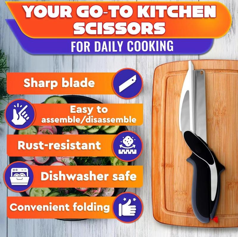2-in-1 Clever Cutter: The Ultimate Kitchen Scissors with Built-in Cutting Board